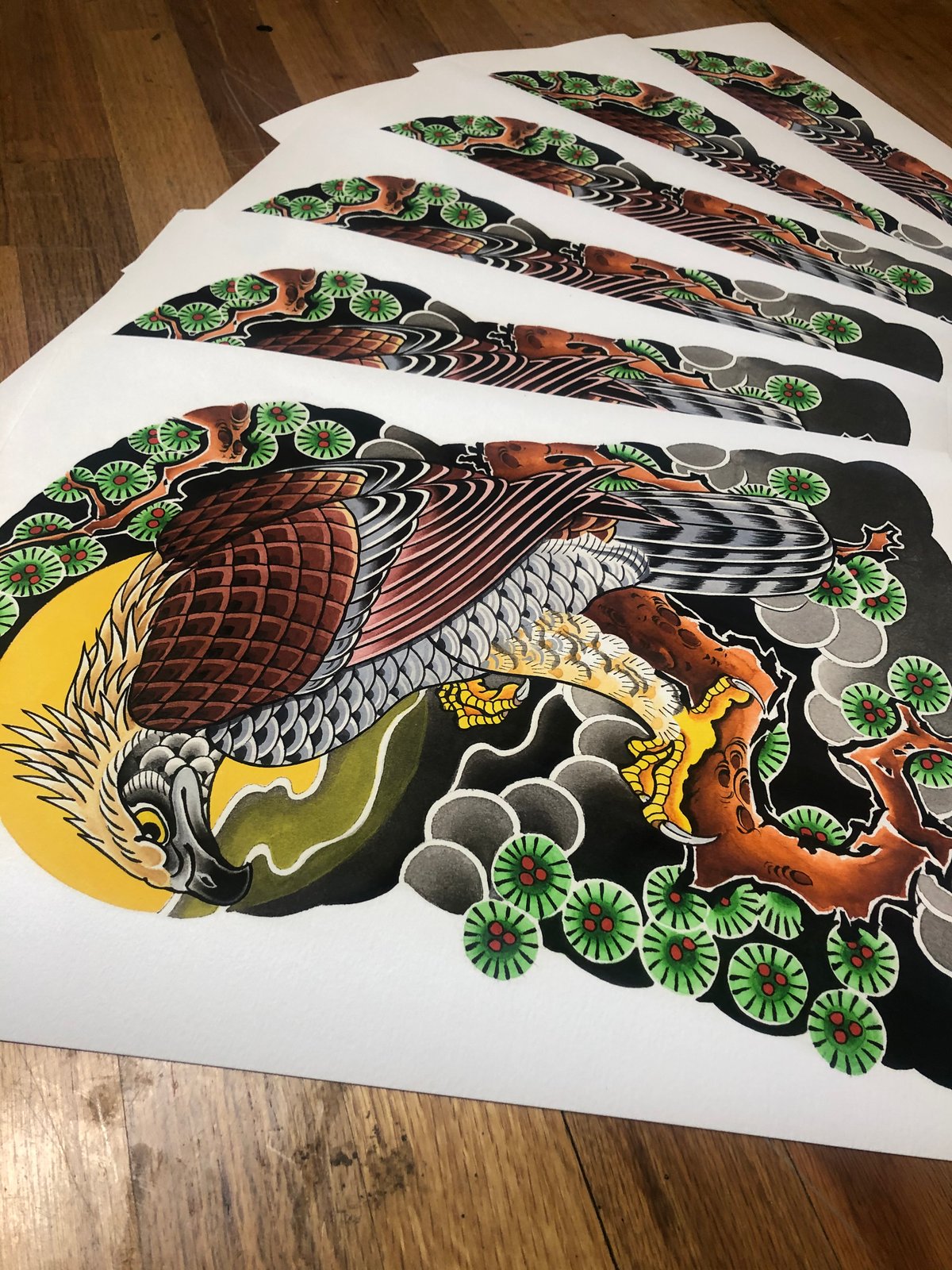 12x16 Hawk Half Sleeve Print