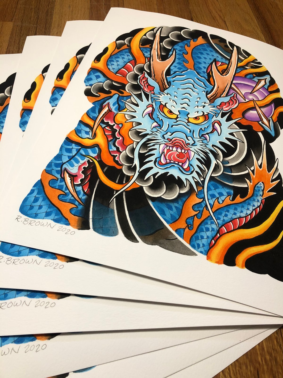 12x16 Dragon Half Sleeve Print 