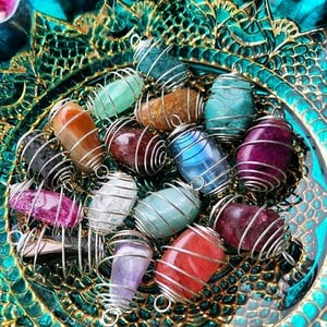 Image of Spiral cage tumblestone necklace 