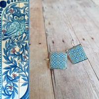 Image 1 of Mediterranean Tile Earrings - Cadet Blue + Gold