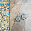 Mediterranean Tile Earrings - Sea Blue + Gold