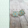 Mediterranean Tile Earrings - Mint + Orange Yellow