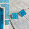 Mediterranean Tile Earrings - Turquoise + Royal Blue