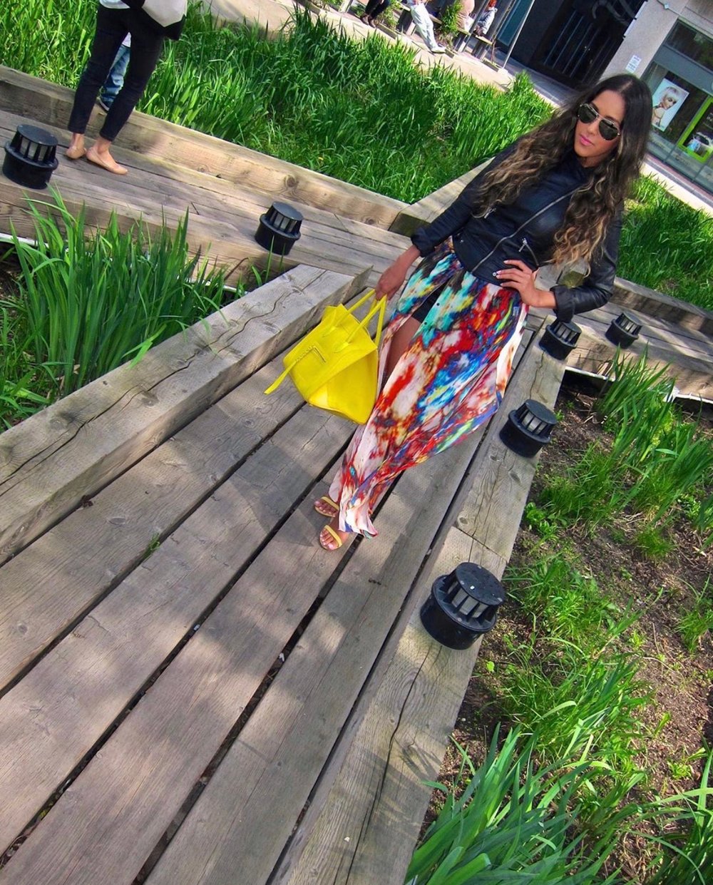 Image of ZARA NEON TIE-DYE BUTTON-UP MAXI DRESS (SMALL)