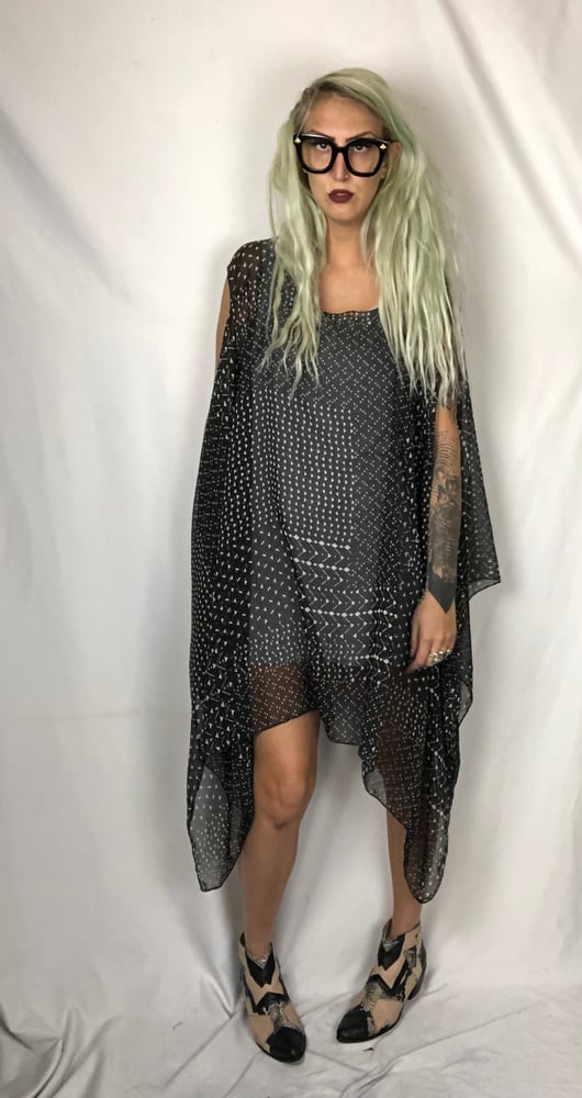 Image of Chiffon patterned poncho dress