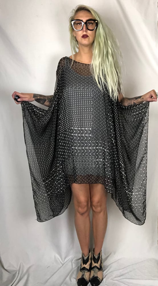 Image of Chiffon patterned poncho dress