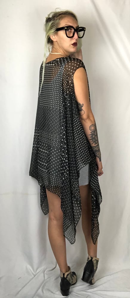 Image of Chiffon patterned poncho dress