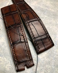 Image 5 of Hand-stitched Patina Brown Alligator watch strap