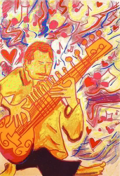 Image of Psychedelic Sitarist by Charlie Evaristo-Boyce