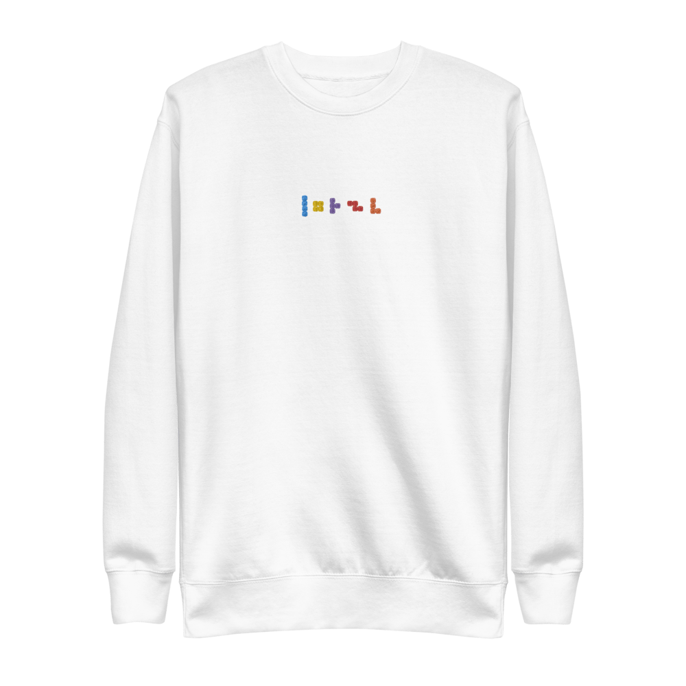 white embroidered sweatshirt