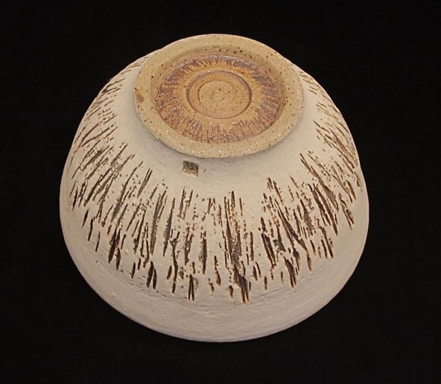 Slip etched  white speckle bowl