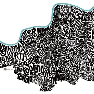 Image of South London – Landscape Typographic Map
