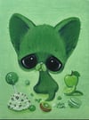 Green Cat Rainbow Collection Art Print