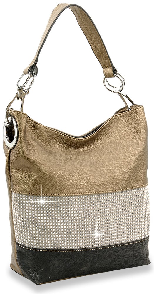 Image of "Sparkling" Rhinestone Accent Hobo Purse