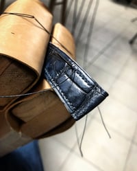 Image 3 of Hand-stitched Patina Blue Alligator watch strap