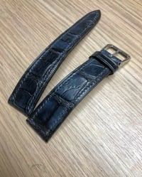 Image 1 of Hand-stitched Patina Blue Alligator watch strap