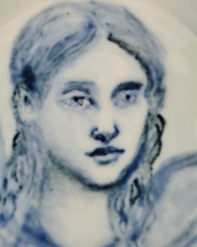 Angel Portrait Drawing Porcelain Bowl