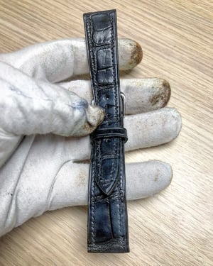 Image of Hand-stitched Patina Blue Alligator watch strap