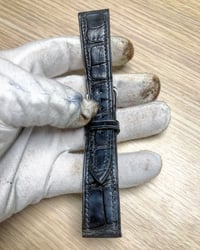 Image 2 of Hand-stitched Patina Blue Alligator watch strap