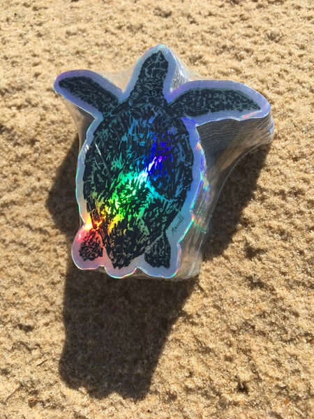 Image of Sketchy sea turtle holo sticker