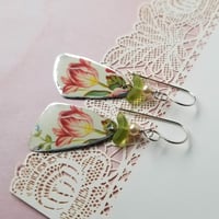 Ruby Tulip Flower Pottery Shard Earrings