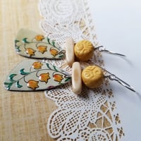 Image 2 of Yellow Bell Flower Pottery Shard Earrings