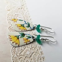 Image 4 of Yellow Daisy Flower Pottery Shard Earrings