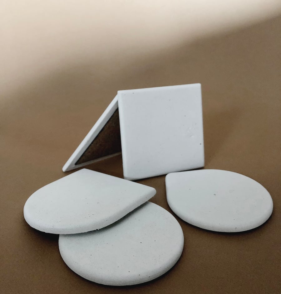 Image of Shapes Concrete Coasters (white)