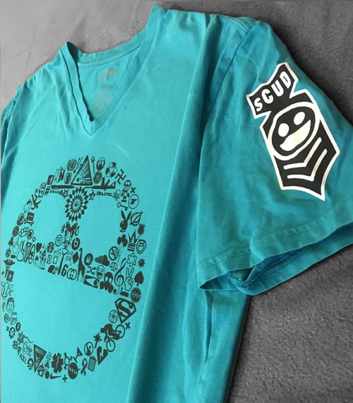 Image of Teal REVAMPED VINTAGE Chaos Logo V-NECK