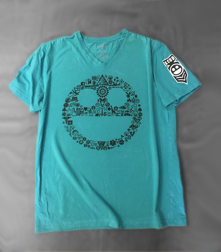 Image of Teal REVAMPED VINTAGE Chaos Logo V-NECK