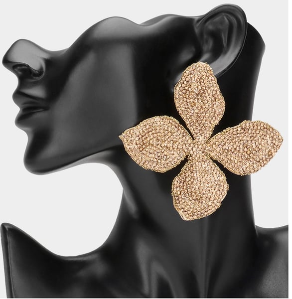 Image of Oversized (Gold)Bling Studded Flower Earrings