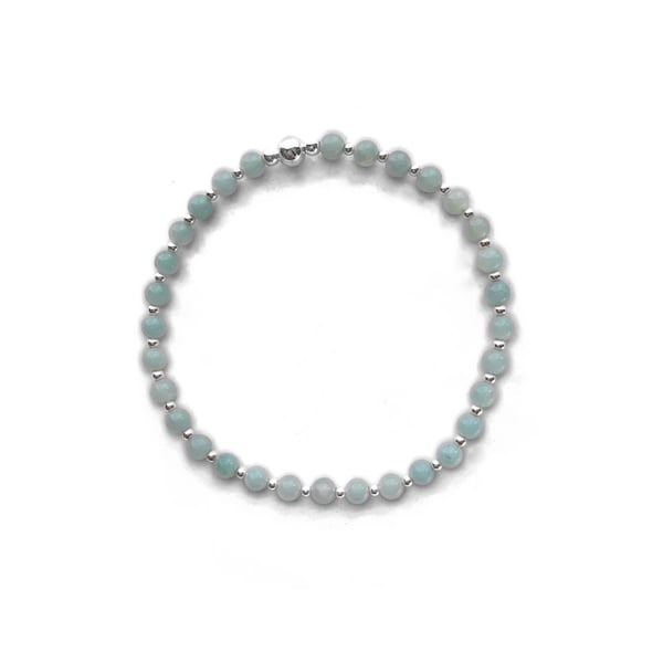 Image of Sterling Silver & Chinese Amazonite Stacking Bracelet