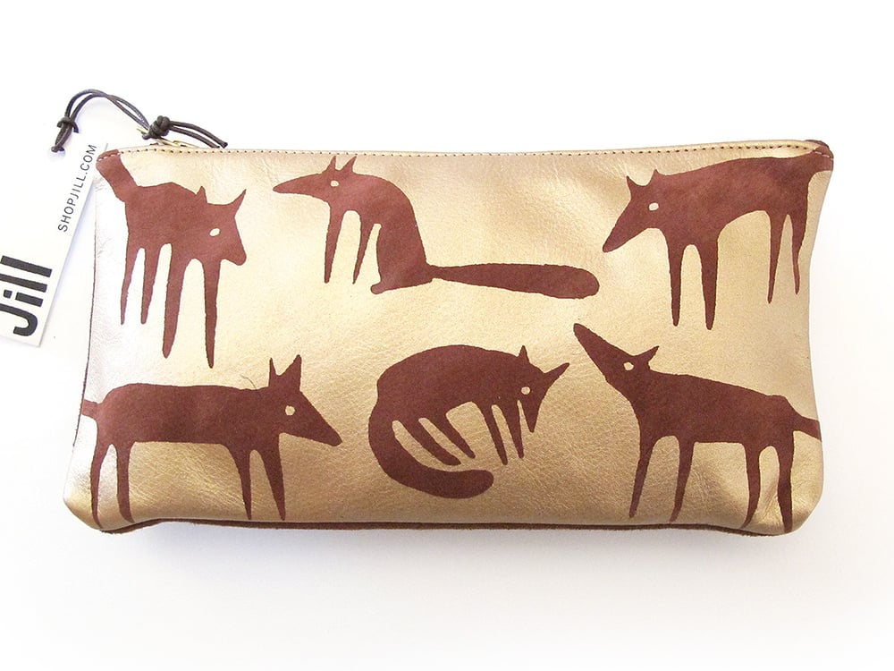 Image of Leather Gold Foxes Purses
