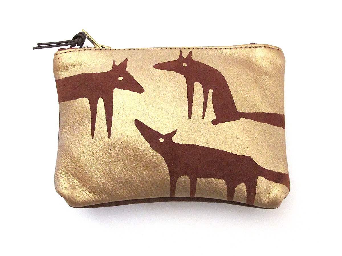 Image of Leather Gold Foxes Purses