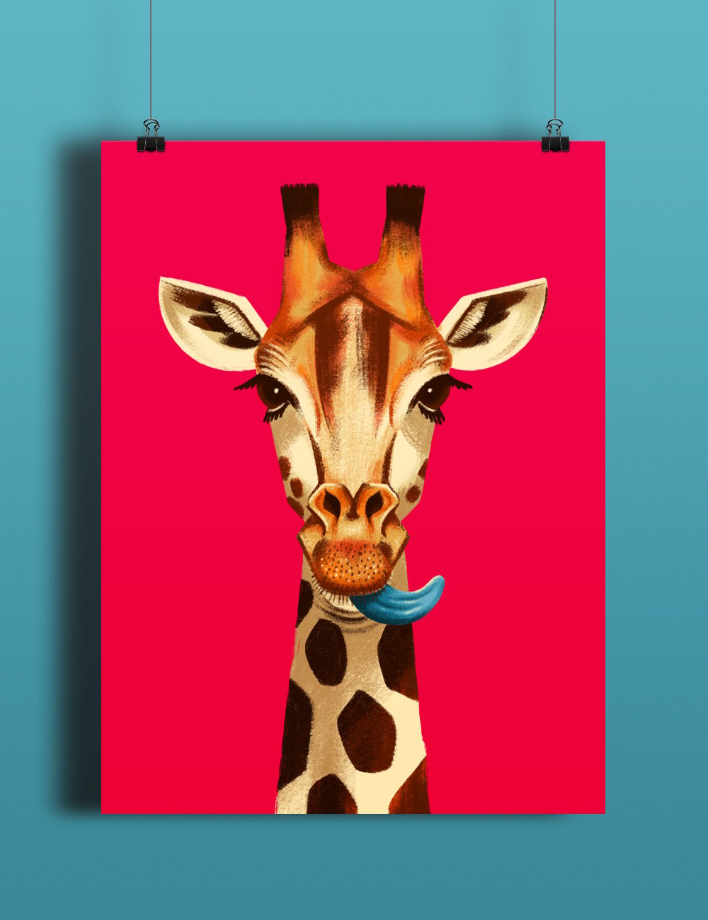 Giraffe Lick - Poster