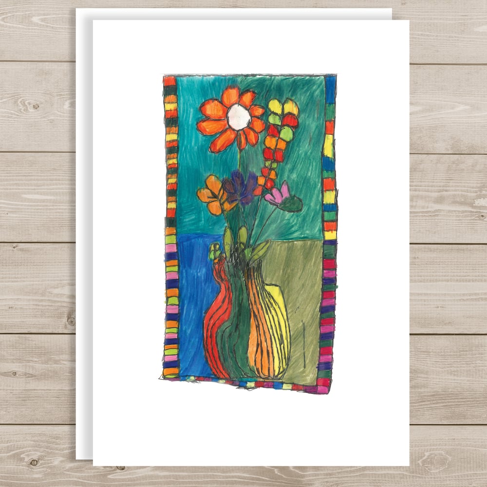 Image of Flowers in a Colorful Frame