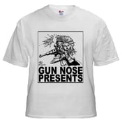 Image of Gun Nose Presents; Black on White Shirt