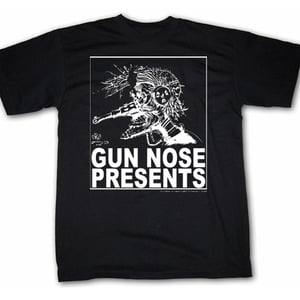 Image of Gun Nose Presents; White on Black Shirt