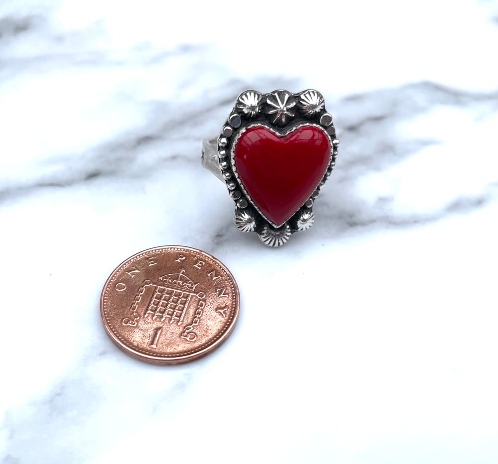 Handmade Sterling Silver Rosarita Heart Ring - Extra Embellishments 