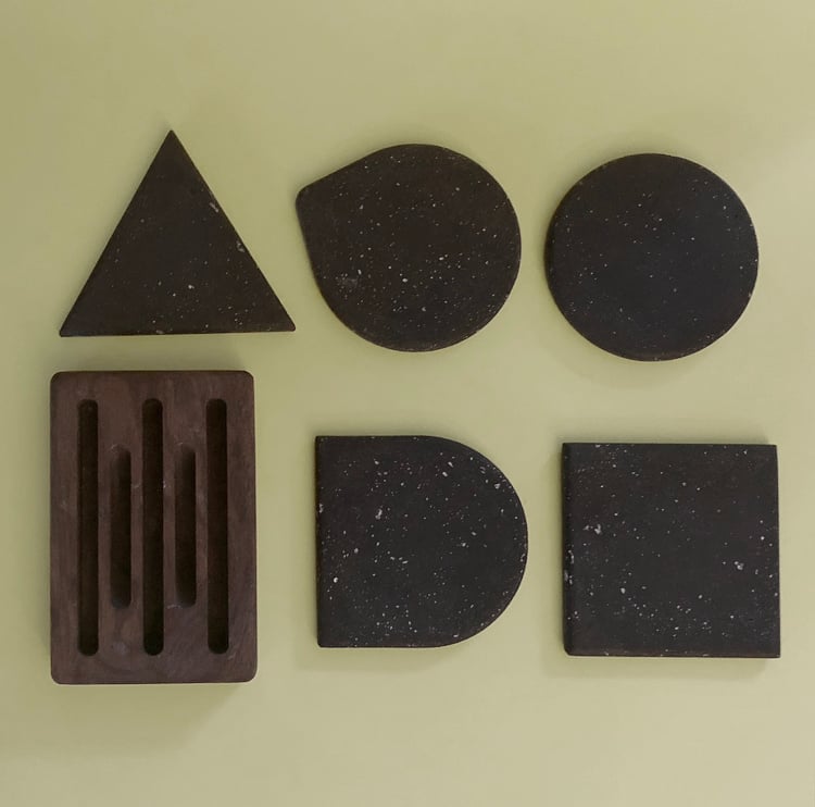Image of Shapes Concrete Coasters (black)
