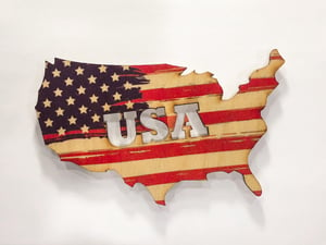 Image of United States American Flag wood magnet