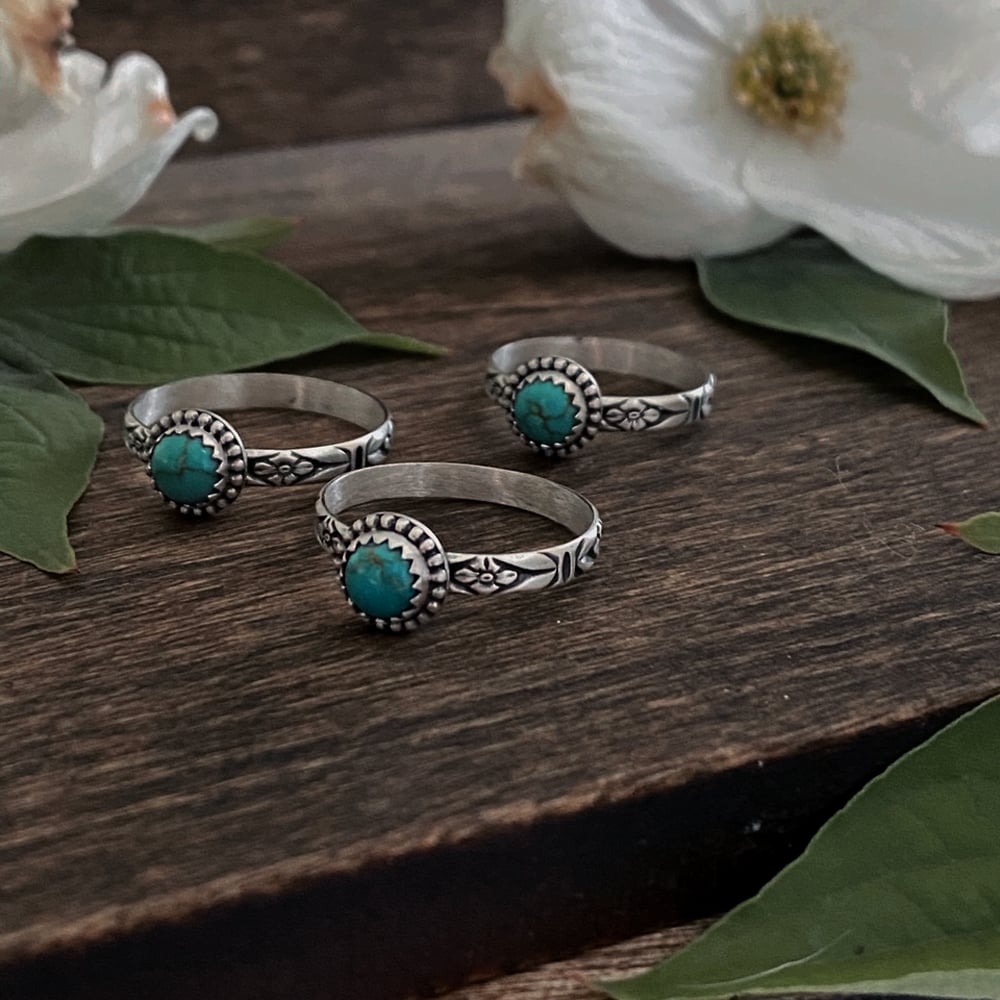 Image of Carico Lake Turquoise Floral Stacking Ring