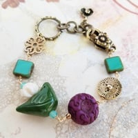 Springtime Bird Bracelet (Evergreen, Aqua, + Plum)