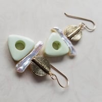 Image 1 of Tribal Styled Lemon Chrysoprase Earrings