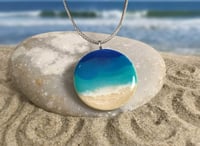 Ocean Waves Circular Pendant Necklace