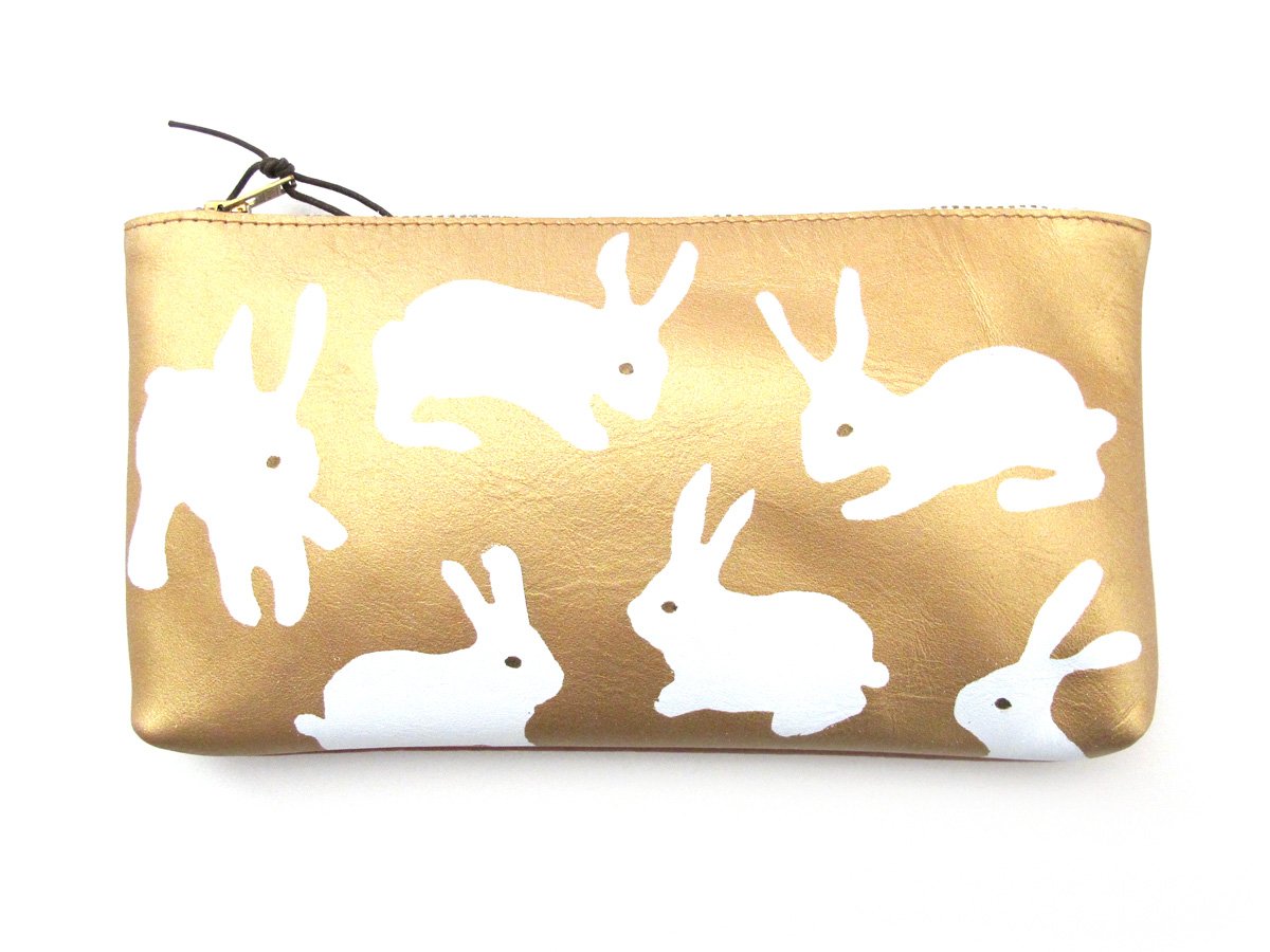 Image of Leather Gold Rabbit Purses