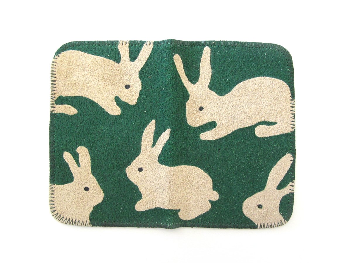 Image of Leather Green Rabbits Card Holders