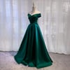 Dark Green Fashionable Sweetheart Off Shoulder Party Dress, Satin Evening Gowns