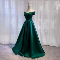 Image 1 of Dark Green Fashionable Sweetheart Off Shoulder Party Dress, Satin Evening Gowns