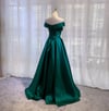 Dark Green Fashionable Sweetheart Off Shoulder Party Dress, Satin Evening Gowns